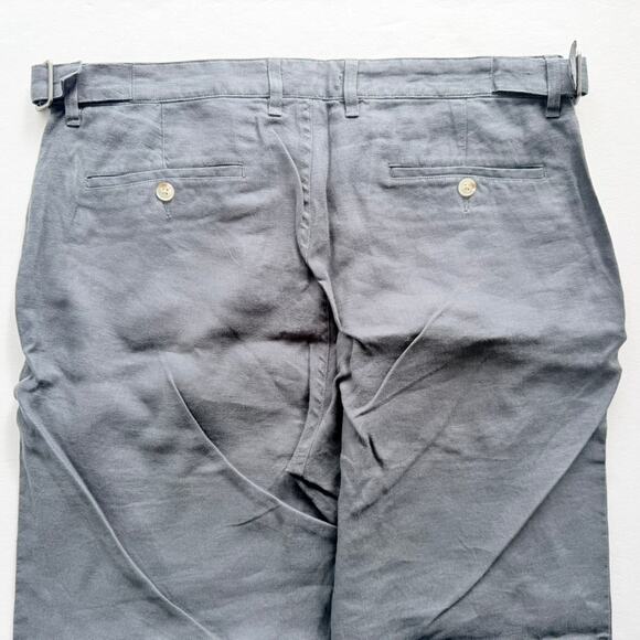 ONIA Mens' Straight-Leg 100% Linen Trousers Grey Size 34 Casual Flat Front - Picture 5 of 9